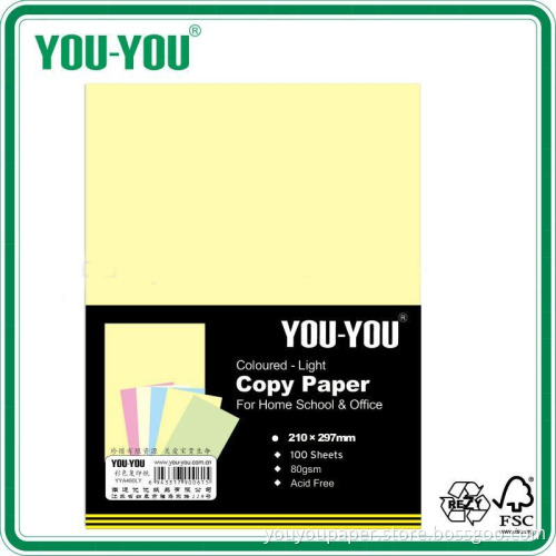 A4 Color Copy Paper 70GSM, 80GSM, 100sheets, Yellow, Colored -Dark, Acid Free